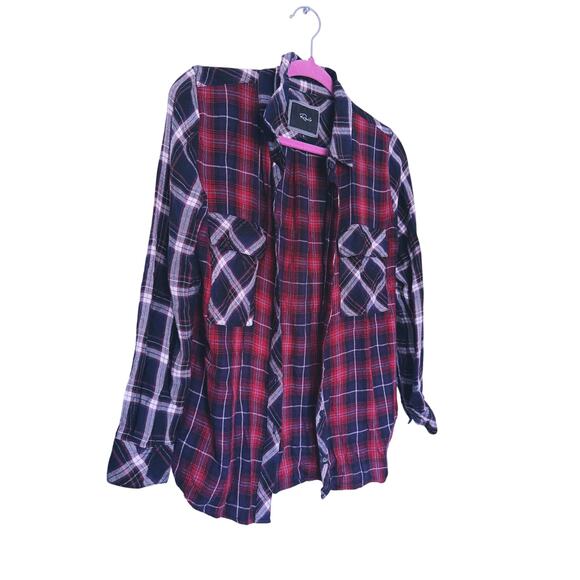 Rails Womens Cabincore Plaid Button Up Flannel Shirt Small Red Navy Western Cozy - Picture 3 of 6